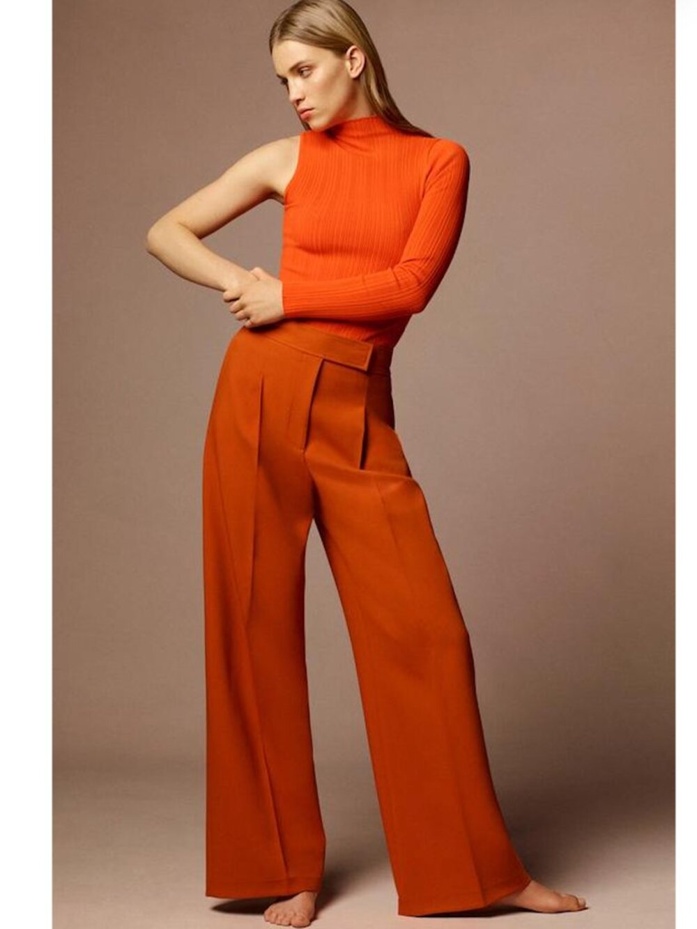 Zara Wide-Leg Trousers Burnt Orange NWT